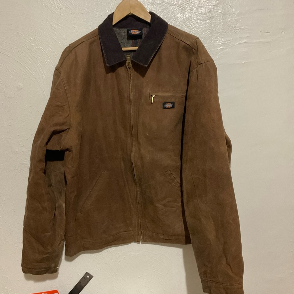 Dickies Brown Waxed Canvas Jacket with Dark Brown Corduroy Collar